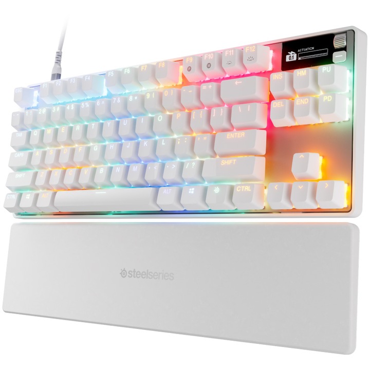 Механична игрална клавиатура SteelSeries Apex Pro TKL Gen 3, САЩ, бяла