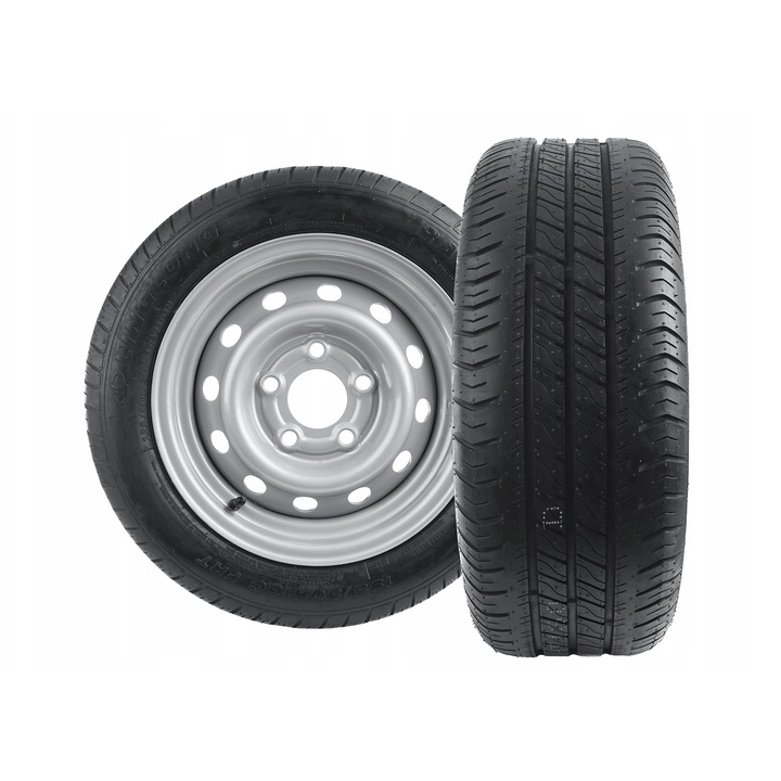 Set doua roti ranforsate pentru remorca ANVELOPE LINGLONG 195/50 R13C 104/101N JANTE UNITRAILER 5.5Jx13"H2 5x112 ET:30