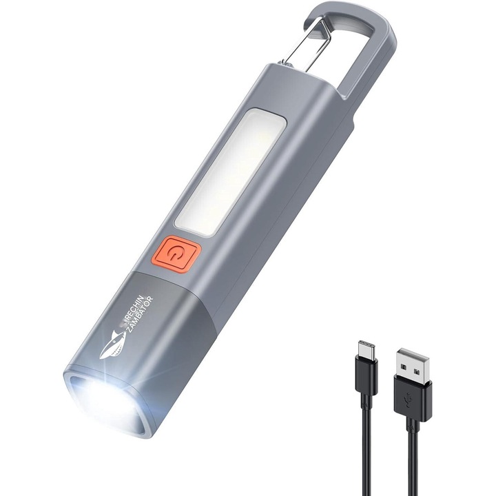 LED фенерче, 3 режима и кука, както и 2-в-1 мащабируема и водоустойчива светкавица и странична светлина за къмпинг/дома/спешни случаи.