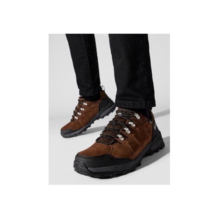 Bocanci trekking barbati Jack Wolfskin, 209228618, Piele naturala, Maro, Maro