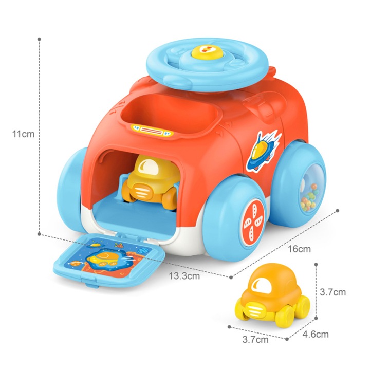 Set masina cu spatiu interior depozitare si 2 masinute cu catapulta