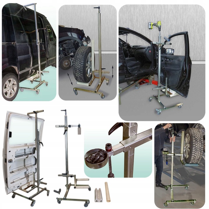 Ridicator SemiautoMat, Pentru Demontarea Si montarea Usilor Si Schimbarea Anvelopelor, Set, 7 EleMente, greutate 36, 4 kg, DiMensiuni Ambalaj 1, 55x0, 35x0, 2 m, InaltiMe Ajustabila, Metal, Carucior Multifunctional Pentru Manipularea