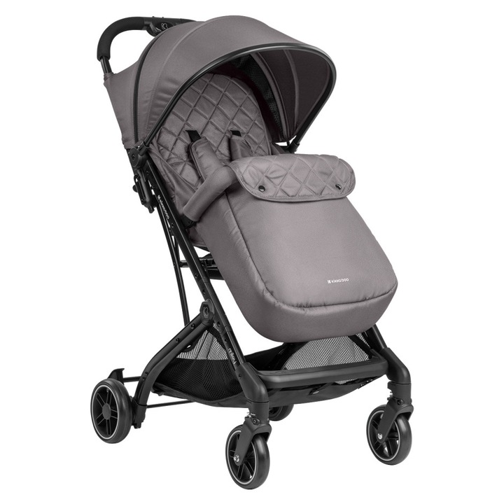 Спортна количка KikkaBoo Miley DarkGrey до 22кг, Компактно сгъване със система тип тролер, Алуминиева рамка, Окачване, Сенник с разширение и UPF50+ защита, Регулируема облегалка с позиция за сън, Водоустойчив материал, Покривало за крачета