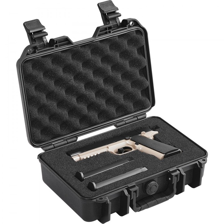 Carcasa rigida pentru pistol, Model cu spuma PU pretaiata, Capacitate de stocare 1 pistol, Sistem de blocare sigur