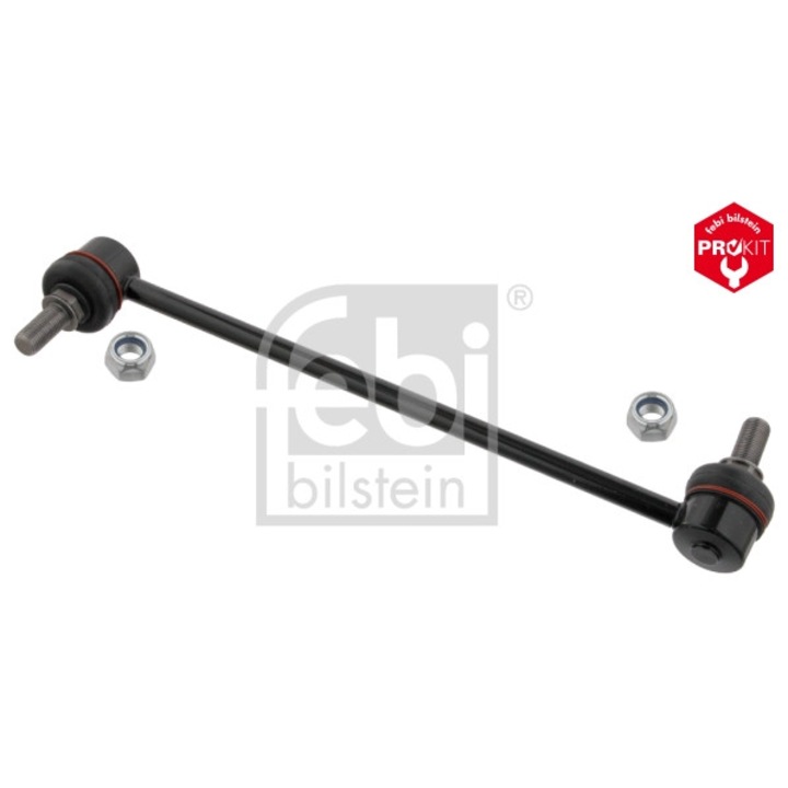 Bara stabilizatoare, FEBI BILSTEIN, 299.5 mm, 0.560 kg, Biela, Otel, Cu piulita autoblocanta, Lungime filet 25.5 mm, Dimensiune cheie 17, Tub Ø11 mm, Axa fata din stanga, De inalta calitate