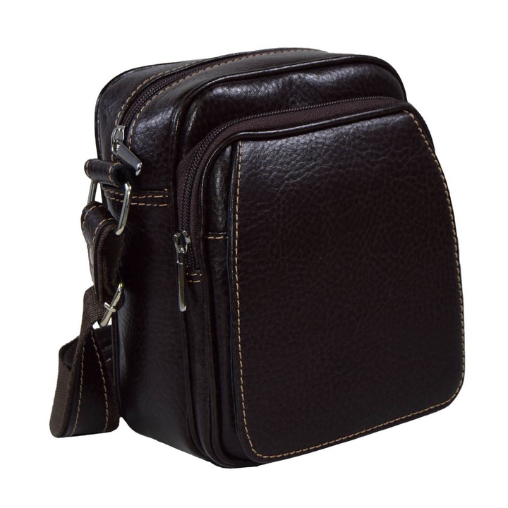 Borseta piele maro cu cusaturi, MAGAZINULDEGENTI, casual 03