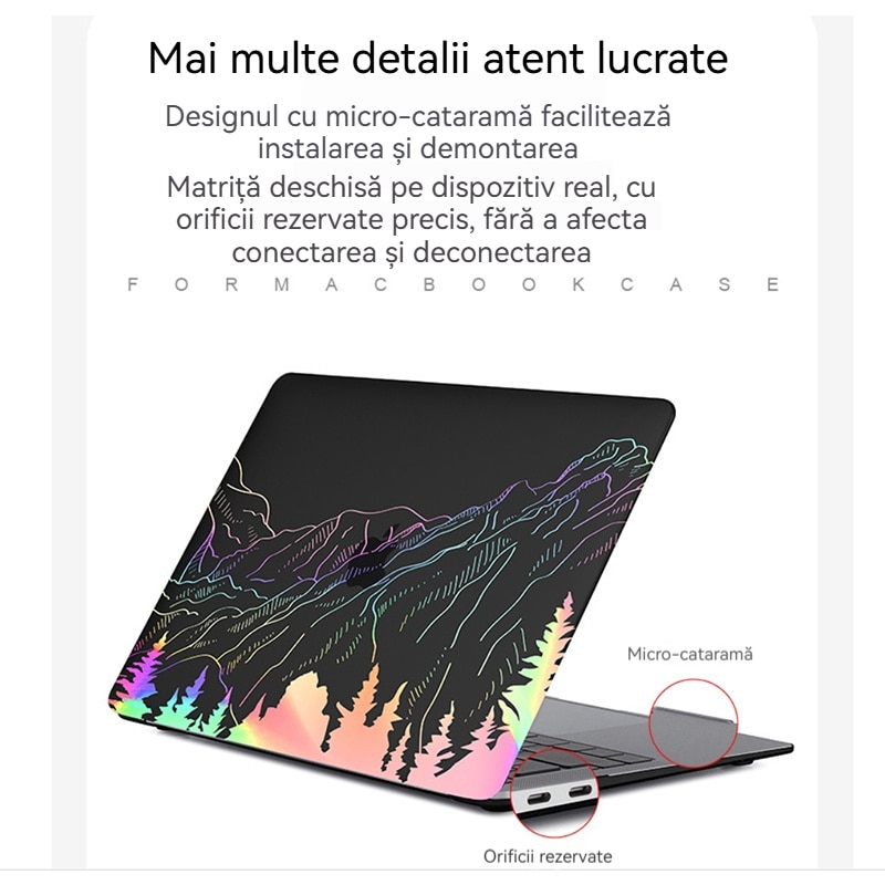 Carcasa pentru MacBook Air 15（15inch） 2023, M3, M2 Hard Shell Frost mat, Fudisenn®，Carcasa de cristal pentru computer，Rezistent la cadere, rezistent la apa, rezistent la pete, rezistent la socuri,31×22cm，negru