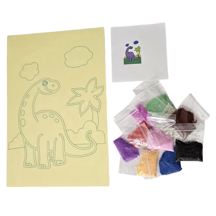 Рисунка с цветен пясък Модел на динозавър
