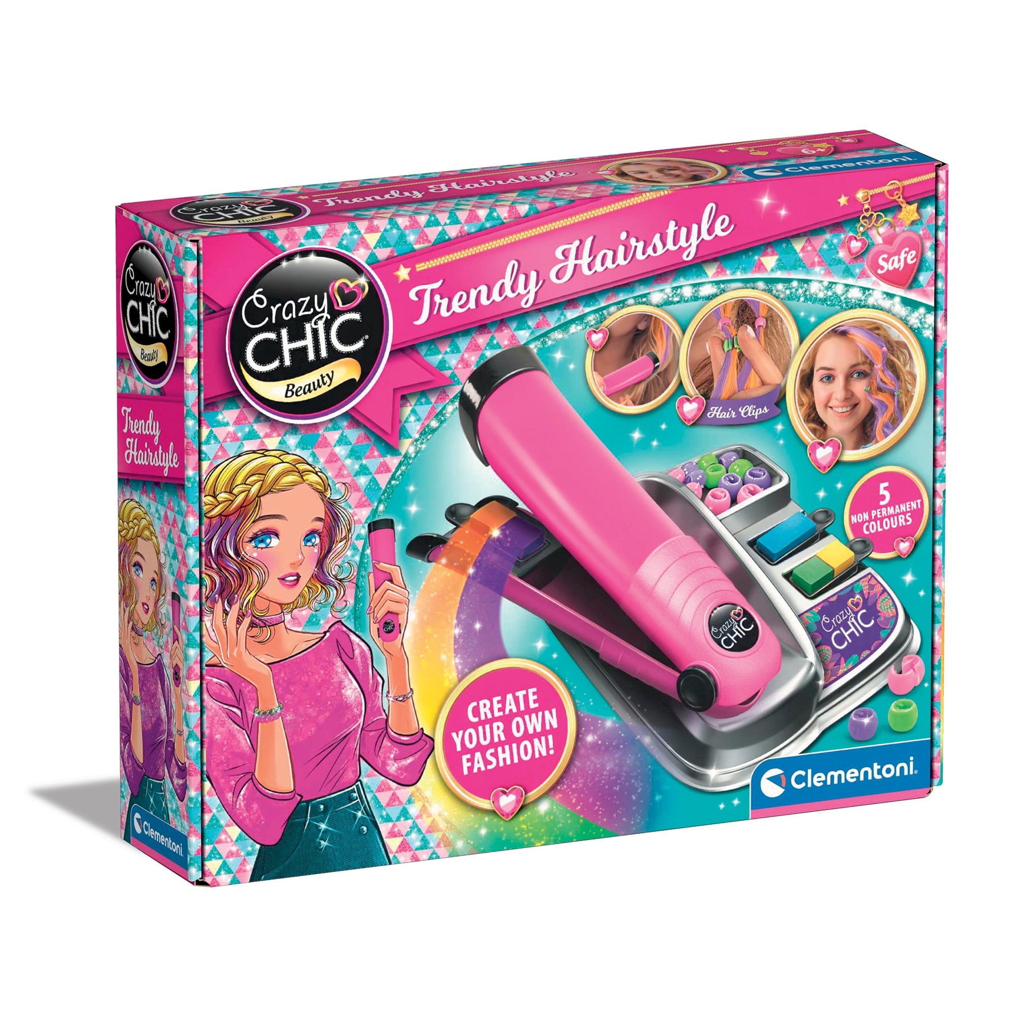 Set de joacă pentru păr Clementoni Crazy Chic - Trendy hairstyle