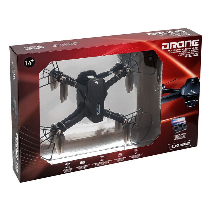 Drona Neagra Pliabila cu Camera Incorporata & Lumina