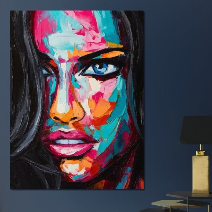 Премиум картина върху платно, LuxCanva® GL1065, Хипнотичен поглед, 100 X 135 CM, 100% памучно платно 400g/m2, дървена рамка, картина, абстрактно, портрет, въздействие, визуално, очи, проникващо, красота, хол, спалня