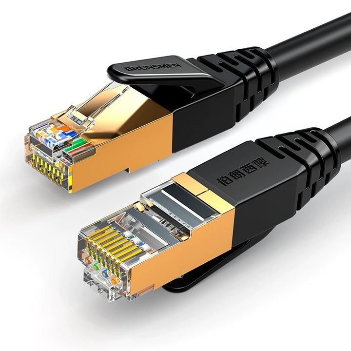 Cablu Ethernet CAT8 BRUNSMEN, 26AWG, 40Gbps, 2000MHz, rezistent la intemperii, 1m
