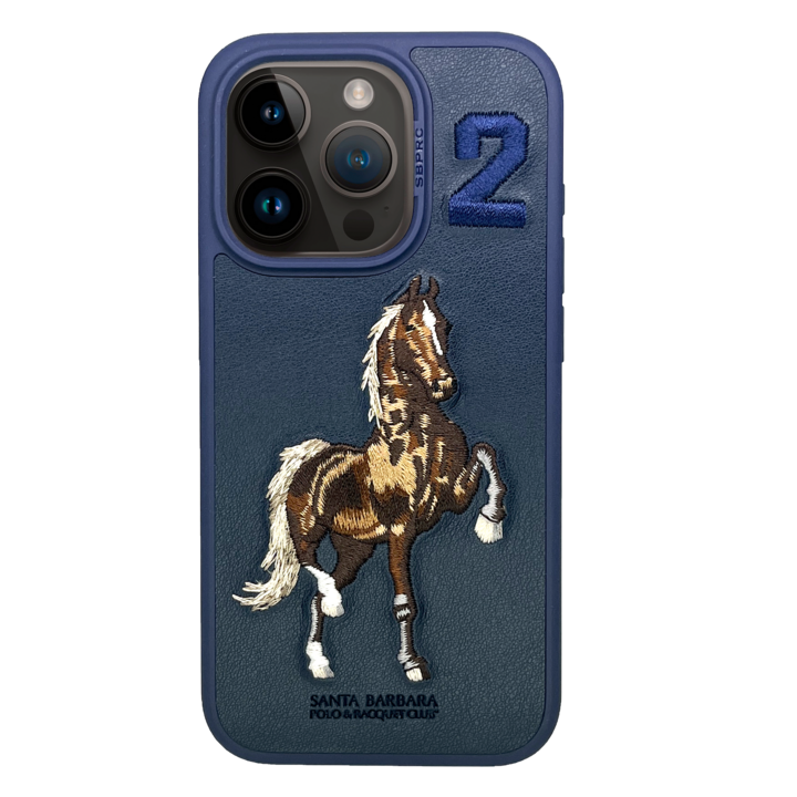 Prémium tok iPhone 15 Plus Santa Barbara Polo & Racquet Club Boris Navy telefonhoz, hímzés