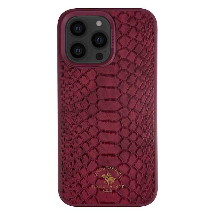 Prémium tok iPhone 14 Pro Max Santa Barbara Polo & Racquet Club Knight Red telefonhoz, Eco-bőr