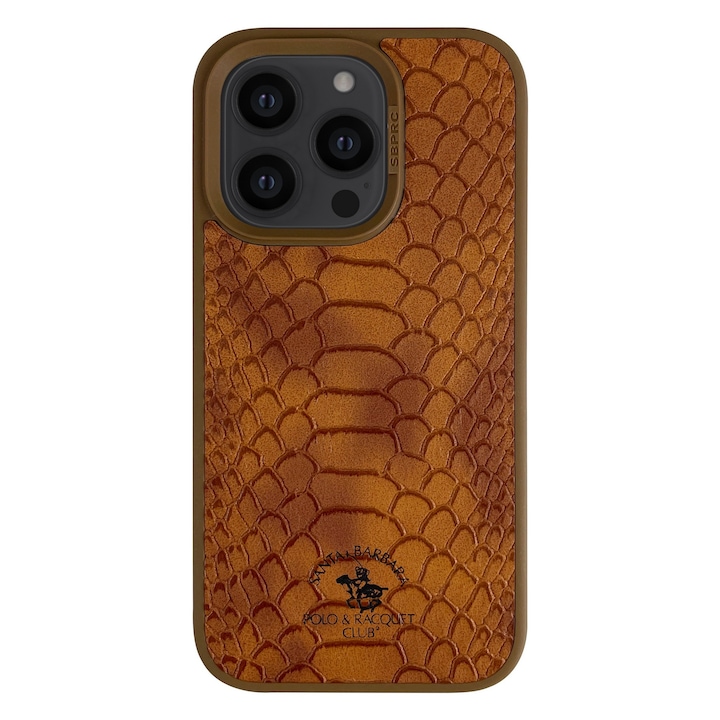 Prémium tok iPhone 14 Pro Santa Barbara Polo & Racquet Club Knight Brown telefonhoz, Eco-bőr