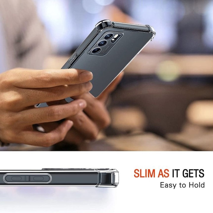 Husa pentru Oppo Reno6 5G, SKYDDAR INNOVATION, Shockproof Clear din Silicon Slim, Transparenta, set cu sticker