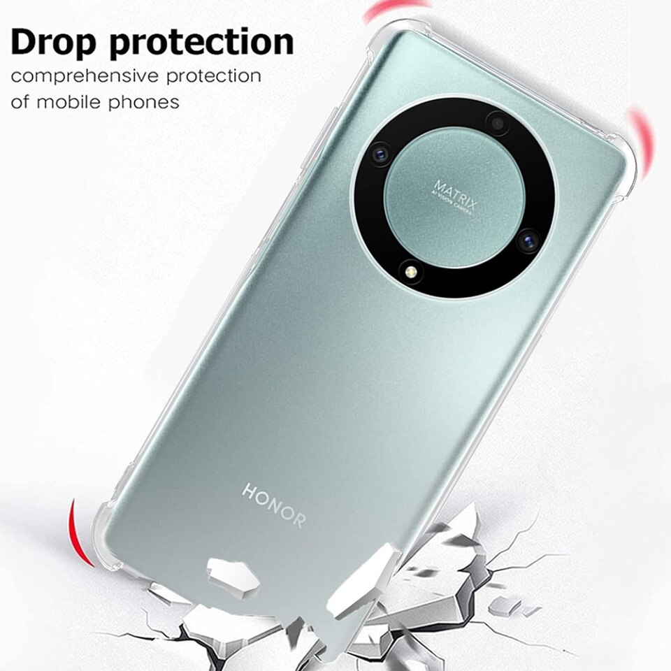 Husa pentru Honor Magic5 Lite, SKYDDAR INNOVATION, Shockproof Clear din Silicon Slim, Transparenta, set cu sticker