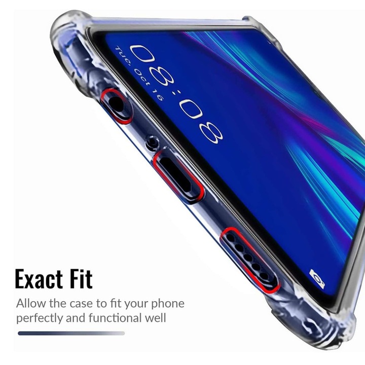 Husa pentru Huawei P Smart 2019, SKYDDAR INNOVATION, Shockproof Clear din Silicon Slim, Transparenta, set cu sticker