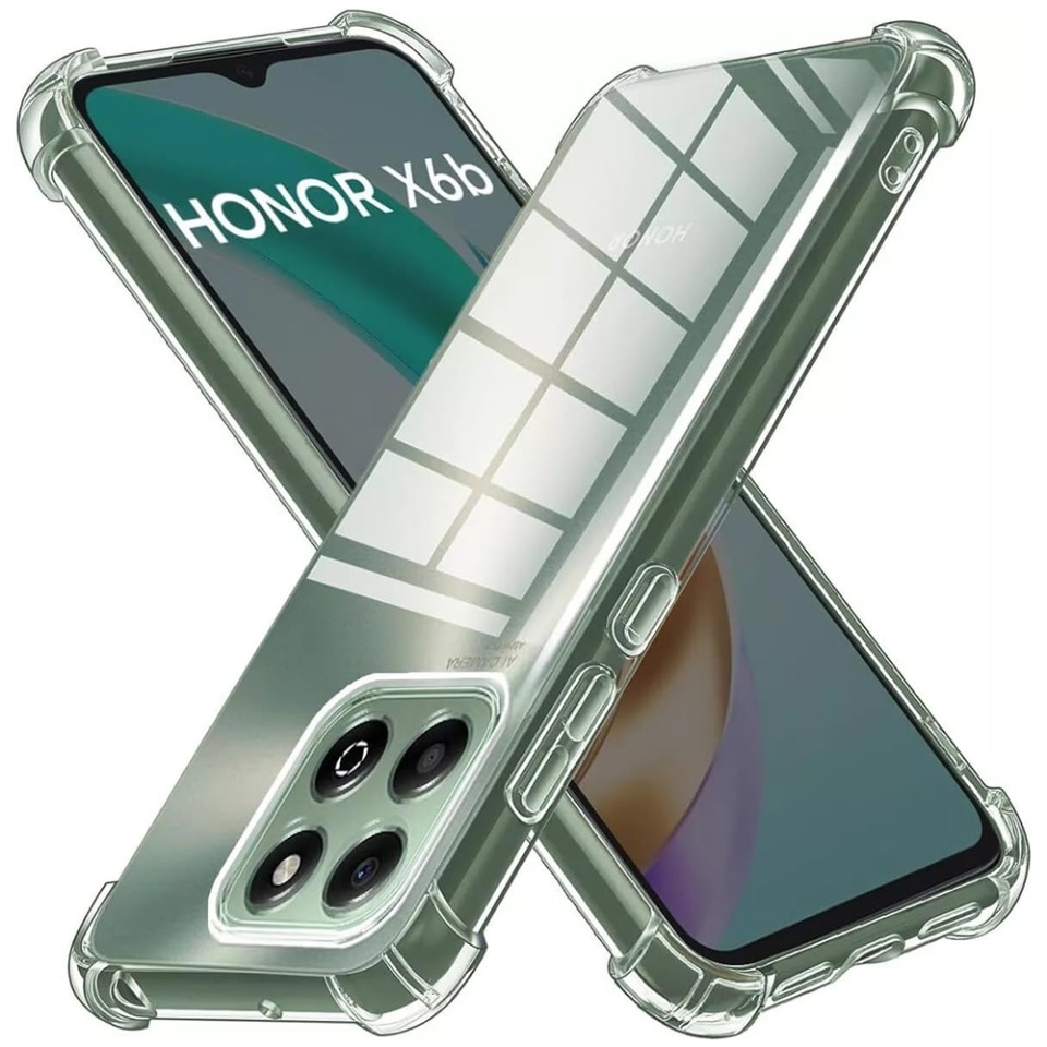 Husa pentru Honor X6b, SKYDDAR INNOVATION, Shockproof Clear din Silicon Slim, Transparenta, set cu sticker