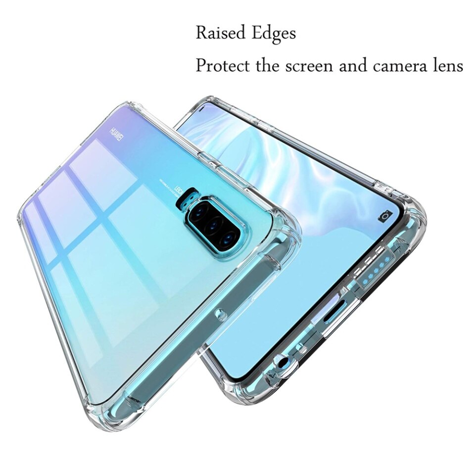 Husa pentru Huawei P30, SKYDDAR INNOVATION, Shockproof Clear din Silicon Slim, Transparenta, set cu sticker