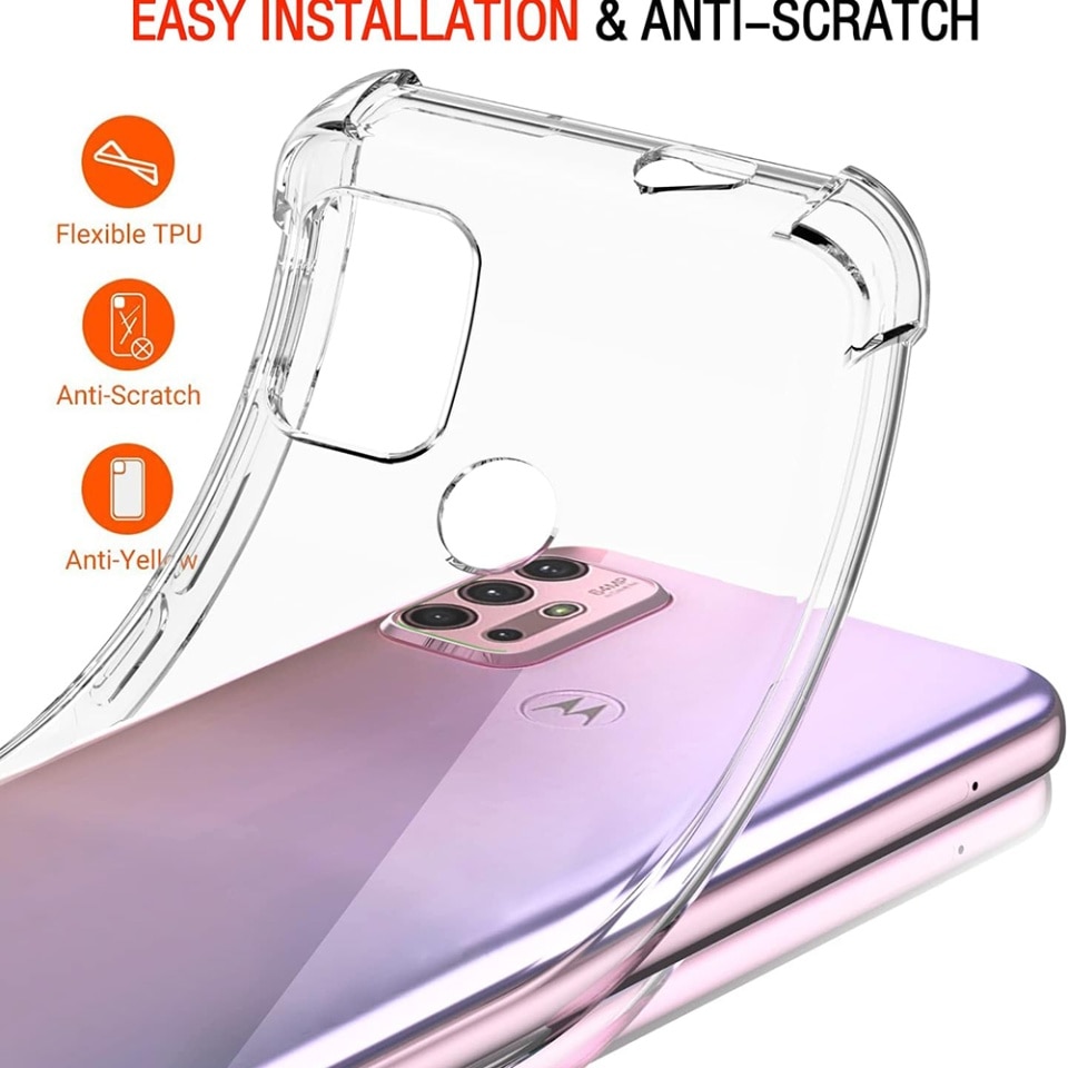Husa pentru Motorola Moto G30 / Moto G10 / Moto G20, SKYDDAR INNOVATION, Shockproof Clear din Silicon Slim, Transparenta, set cu sticker