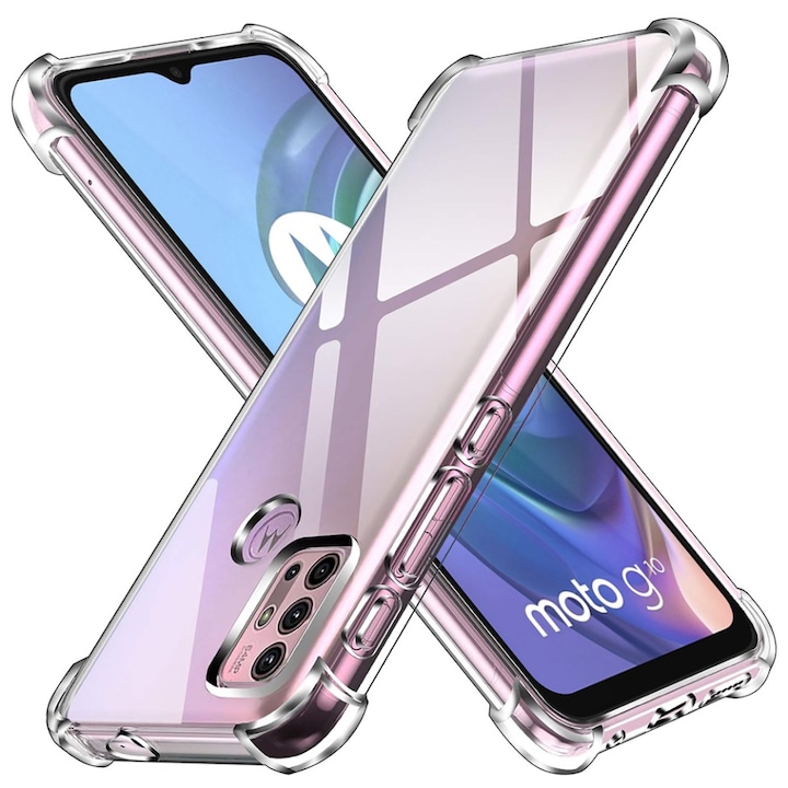 Husa pentru Motorola Moto G30 / Moto G10 / Moto G20, SKYDDAR INNOVATION, Shockproof Clear din Silicon Slim, Transparenta, set cu sticker
