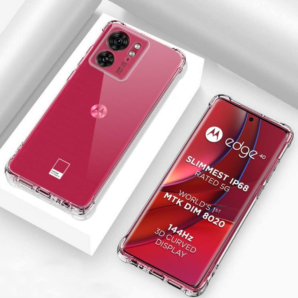 Husa pentru Motorola Edge 40 / Edge (2023), SKYDDAR INNOVATION, Shockproof Clear din Silicon Slim, Transparenta, set cu sticker