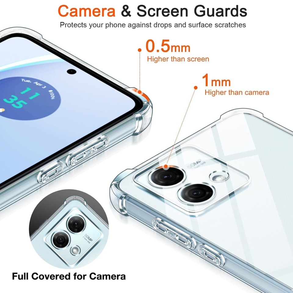 Husa pentru Motorola Moto G84, SKYDDAR INNOVATION, Shockproof Clear din Silicon Slim, Transparenta, set cu sticker