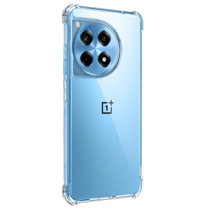 Husa pentru OnePlus 12R, SKYDDAR INNOVATION, Shockproof Clear din Silicon Slim, Transparenta, set cu sticker