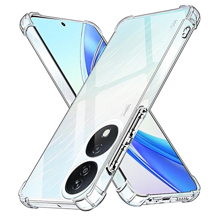Husa pentru Honor X7b / 90 Smart / X7b 5G, SKYDDAR INNOVATION, Shockproof Clear din Silicon Slim, Transparenta, set cu sticker