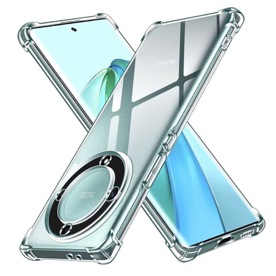 Husa pentru Honor Magic6 Lite, SKYDDAR INNOVATION, Shockproof Clear din Silicon Slim, Transparenta, set cu sticker