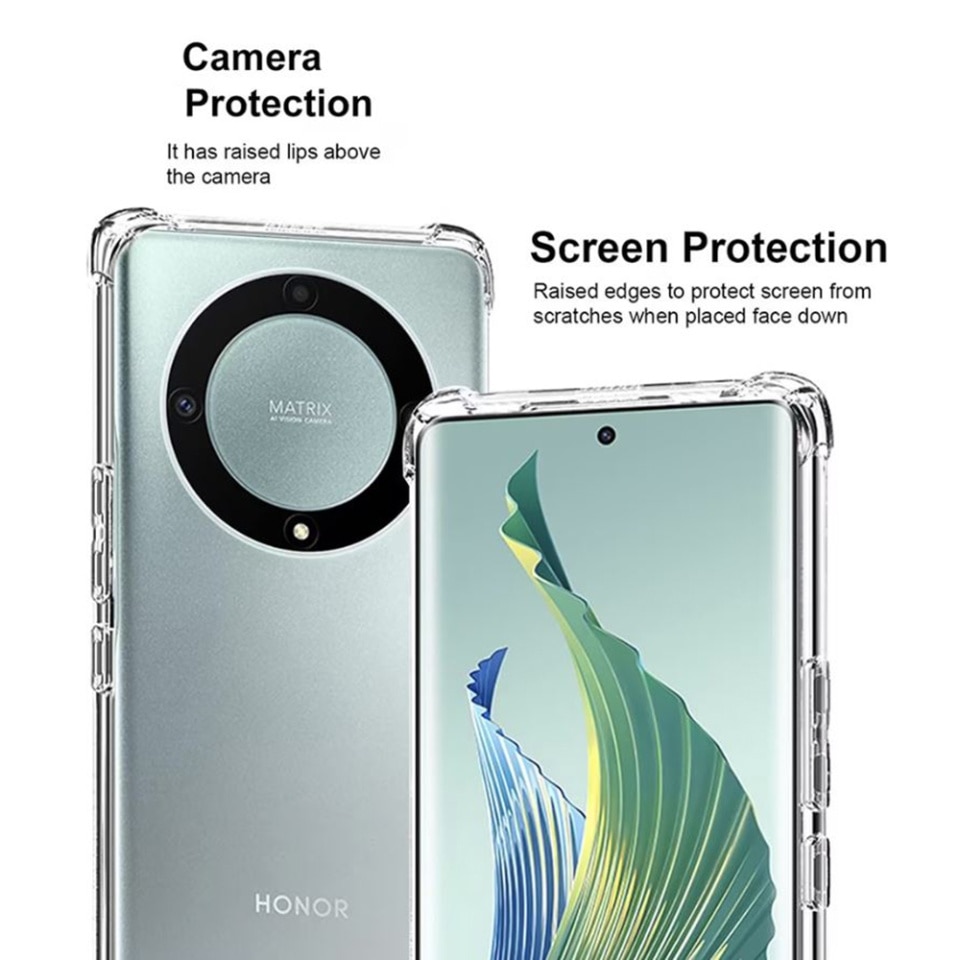 Husa pentru Honor Magic6 Lite, SKYDDAR INNOVATION, Shockproof Clear din Silicon Slim, Transparenta, set cu sticker