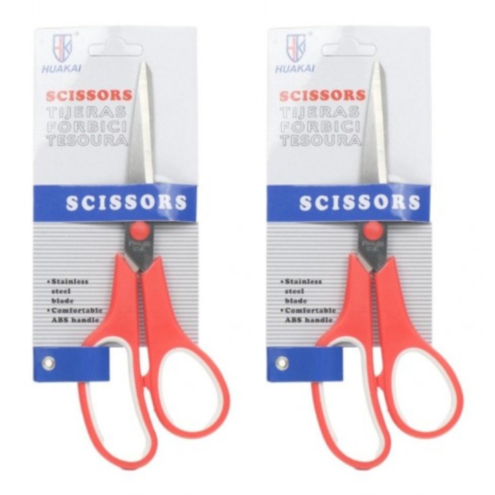 Set 2 foarfeci pentru hartie, otel inoxidabil + ABS, 21 cm