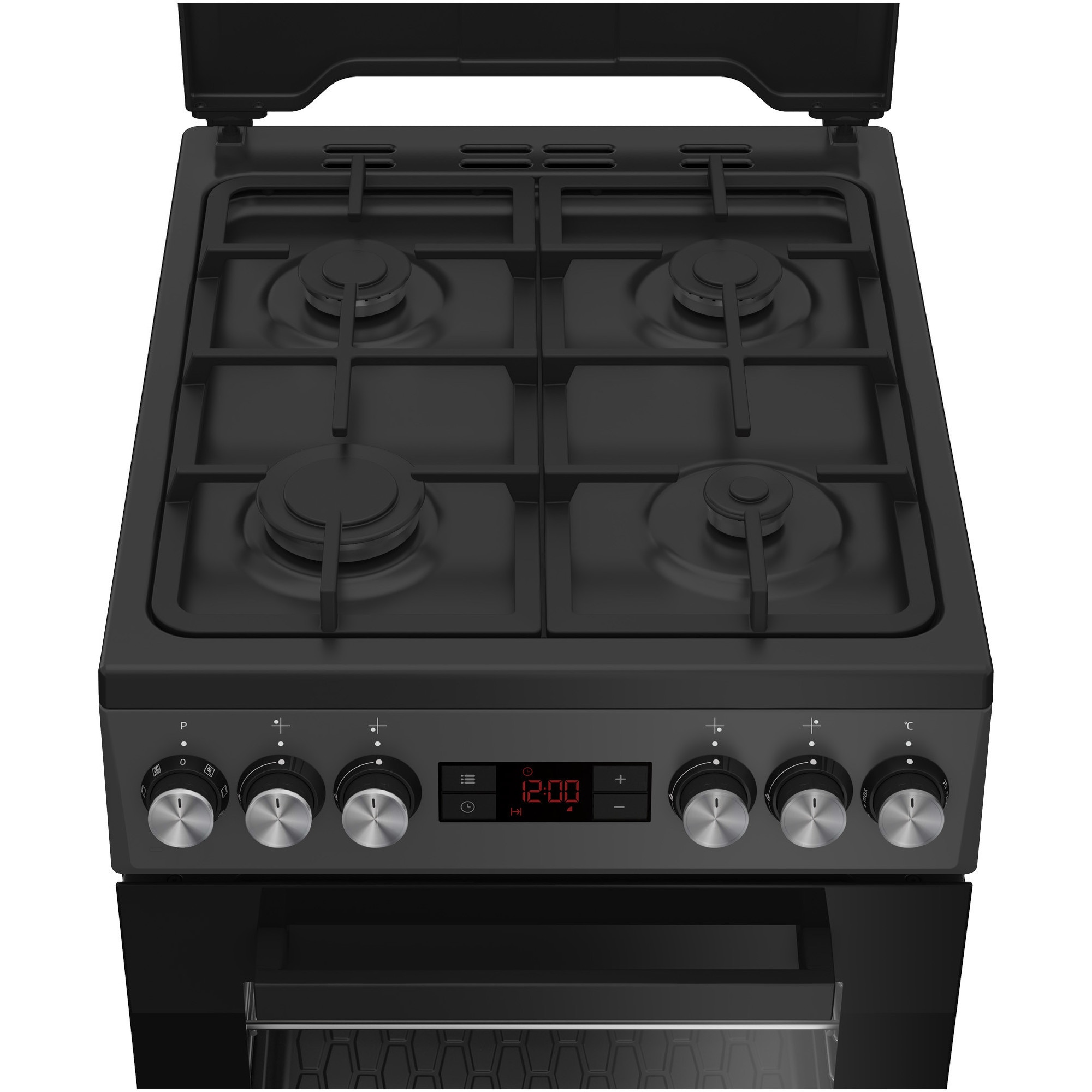 Aragaz Beko FSM52330DAON, Mixt, 4 arzatoare, Aprindere integrata, Grill electric, 8 functii, Clasa A, 50 cm, Antracit