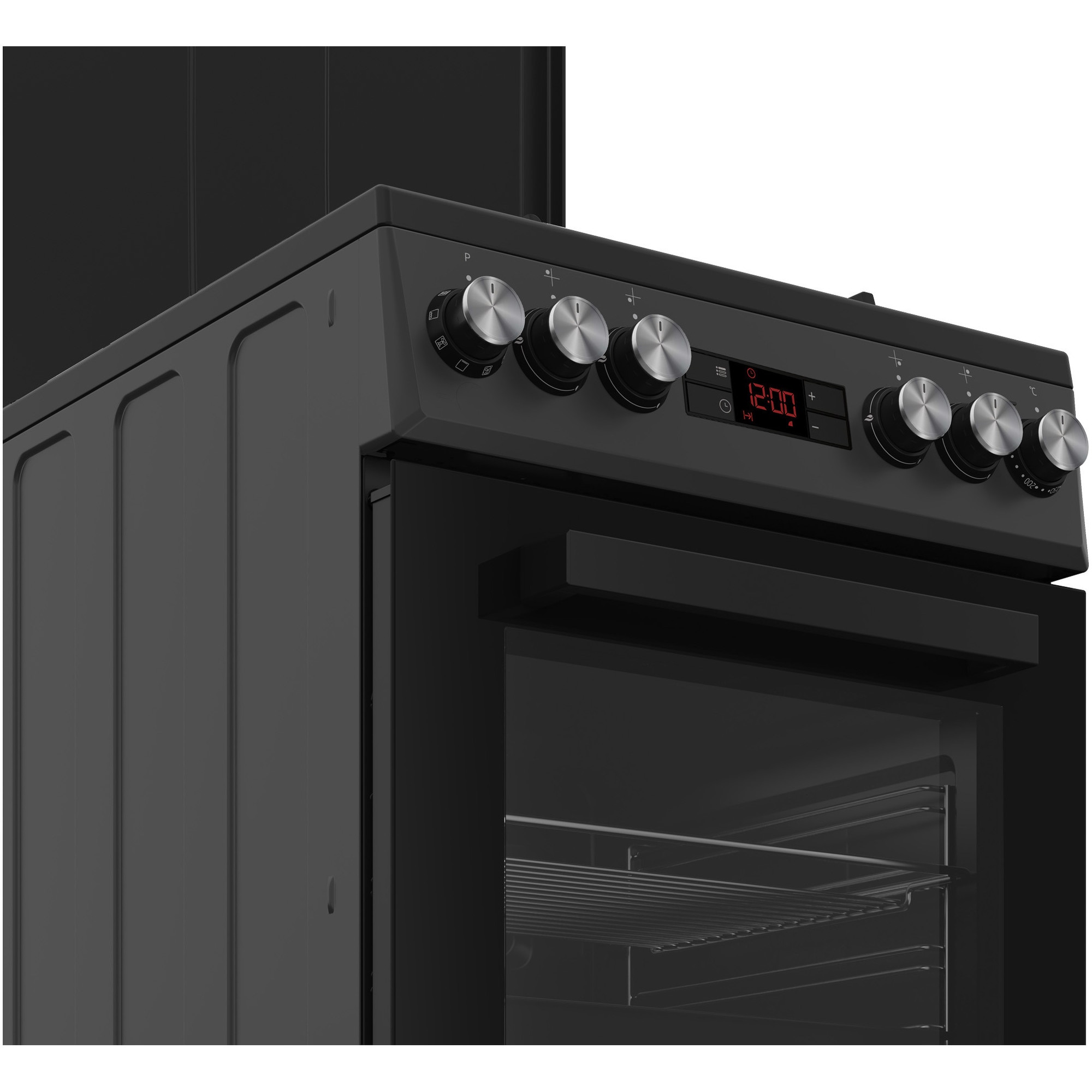 Aragaz Beko FSM52330DAON, Mixt, 4 arzatoare, Aprindere integrata, Grill electric, 8 functii, Clasa A, 50 cm, Antracit