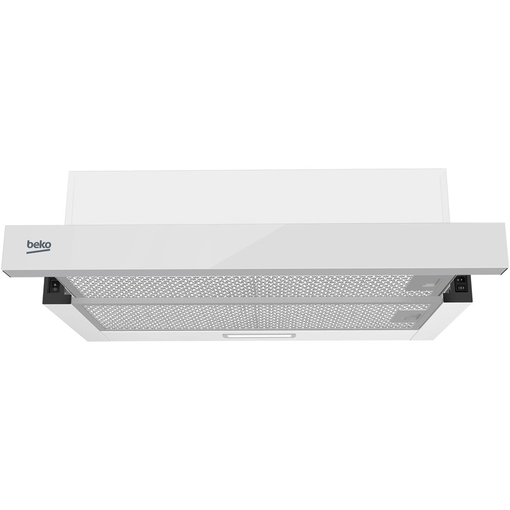 Hota incorporabila telescopica Beko HNT63322WH, Putere de absorbtie 320 mc/h, 59.8 cm, Alb