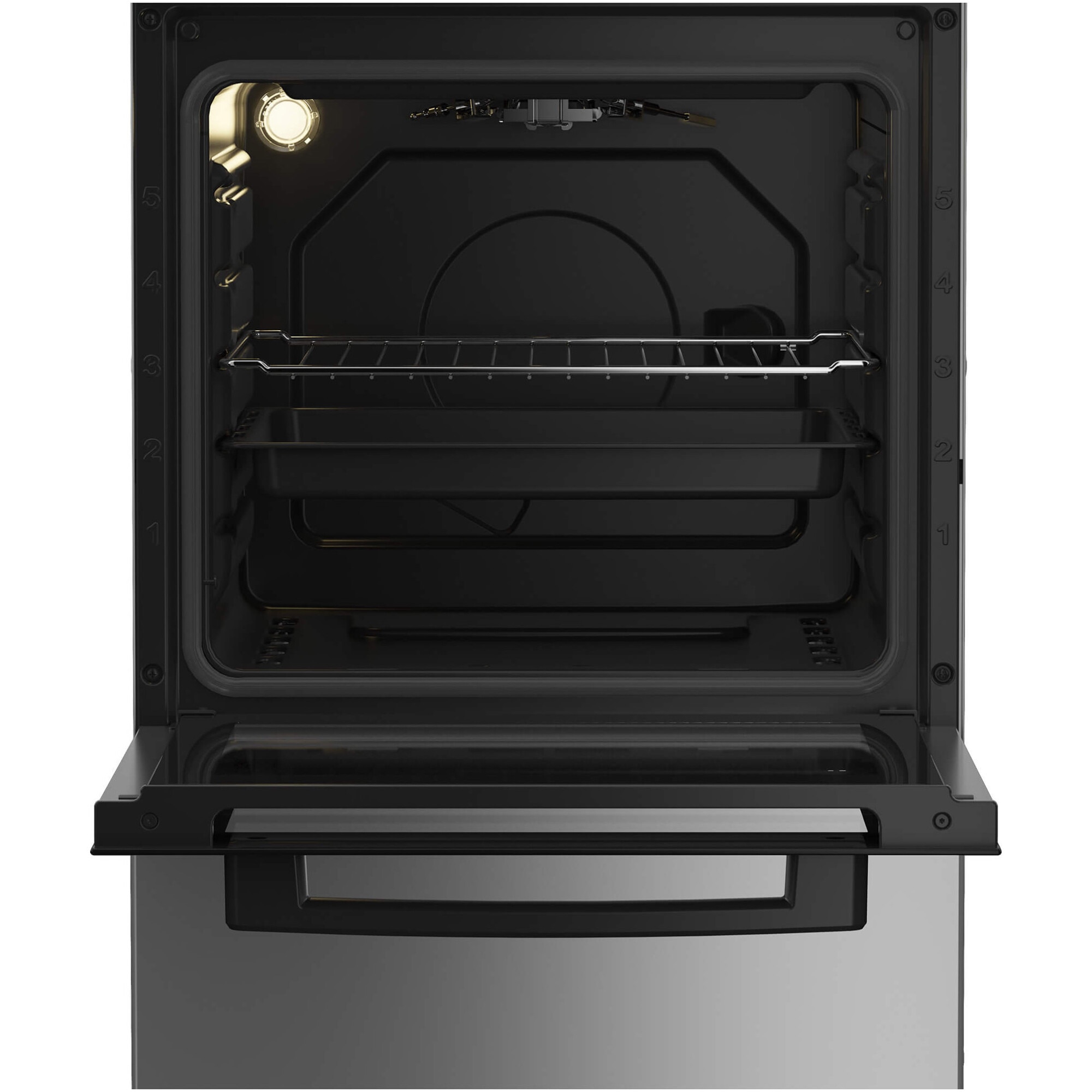 Aragaz Arctic AGG5611DTTLXN, Gaz, 4 arzatoare, Aprindere electrica plita/cuptor, Safety Plus, Grill, Rotisor, Timer, Arzatoare cu eficienta ridicata, 50 cm, Inox