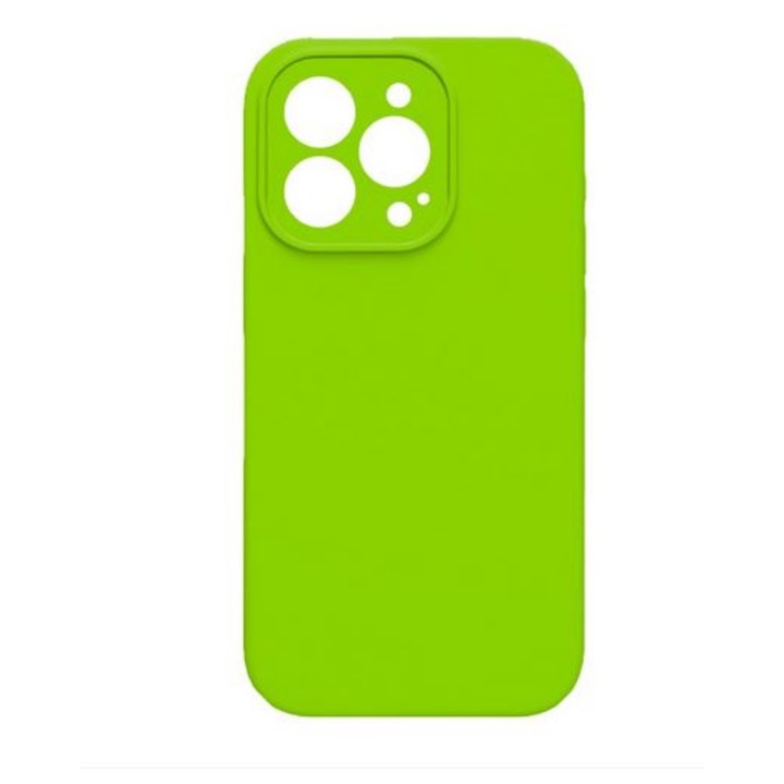 Husa compatibila cu Apple Iphone 16 Pro Max, Silicon Cover, Interior Microfibra, Protectie Camere, Verde Neon, Atlas