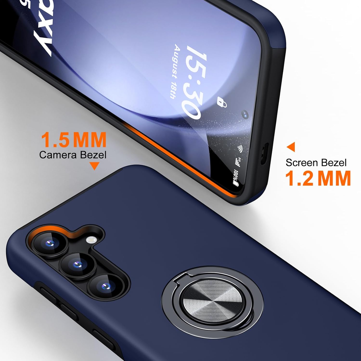 Husa de protectie pentru Samsung Galaxy S25, Hybrid Antisoc, Kickstand, Bumper inel rotativ 360, Blue