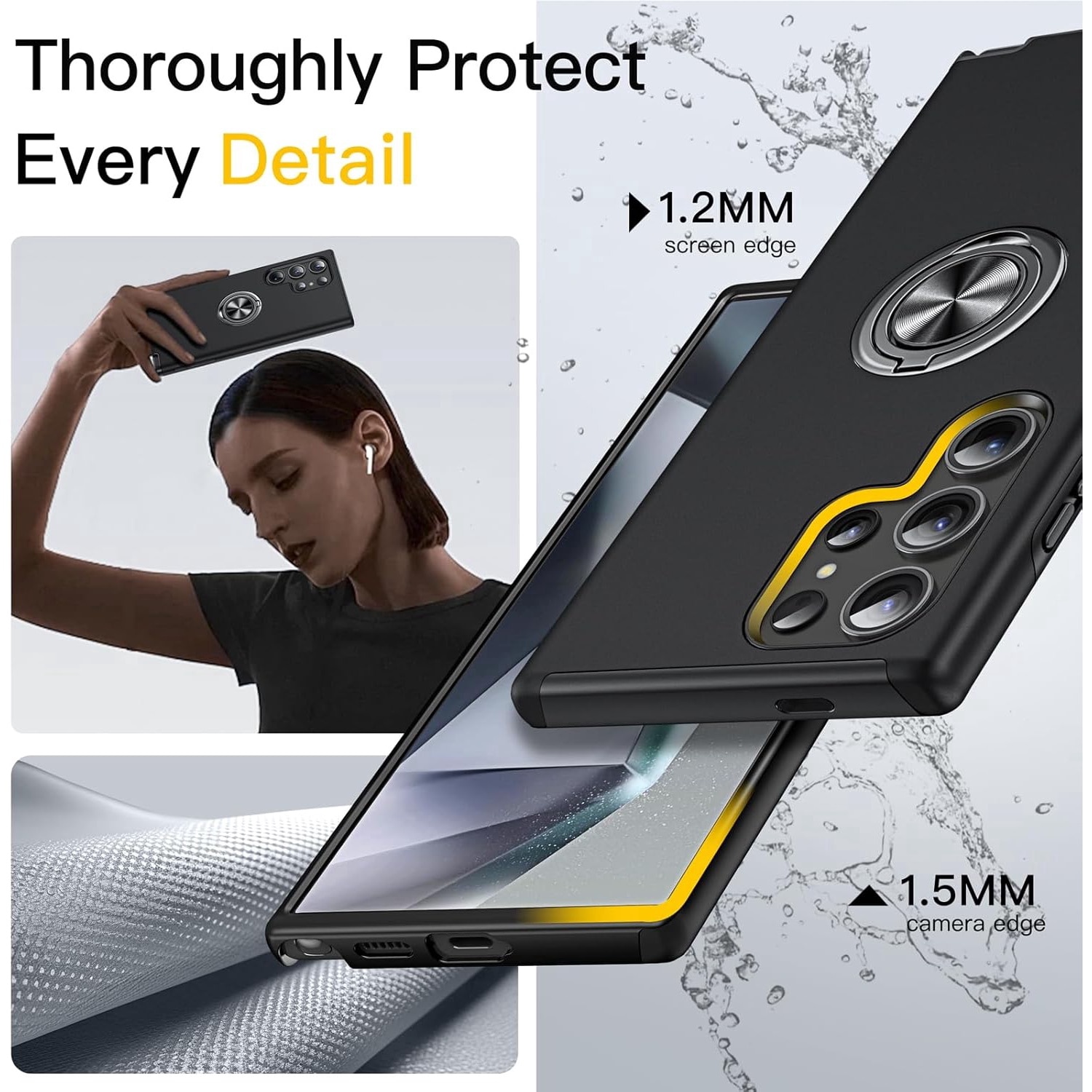 Husă de protecție TYBO, pentru Samsung Galaxy S26 Ultra, Hybrid Antisoc, inel rotativ 360, neagră