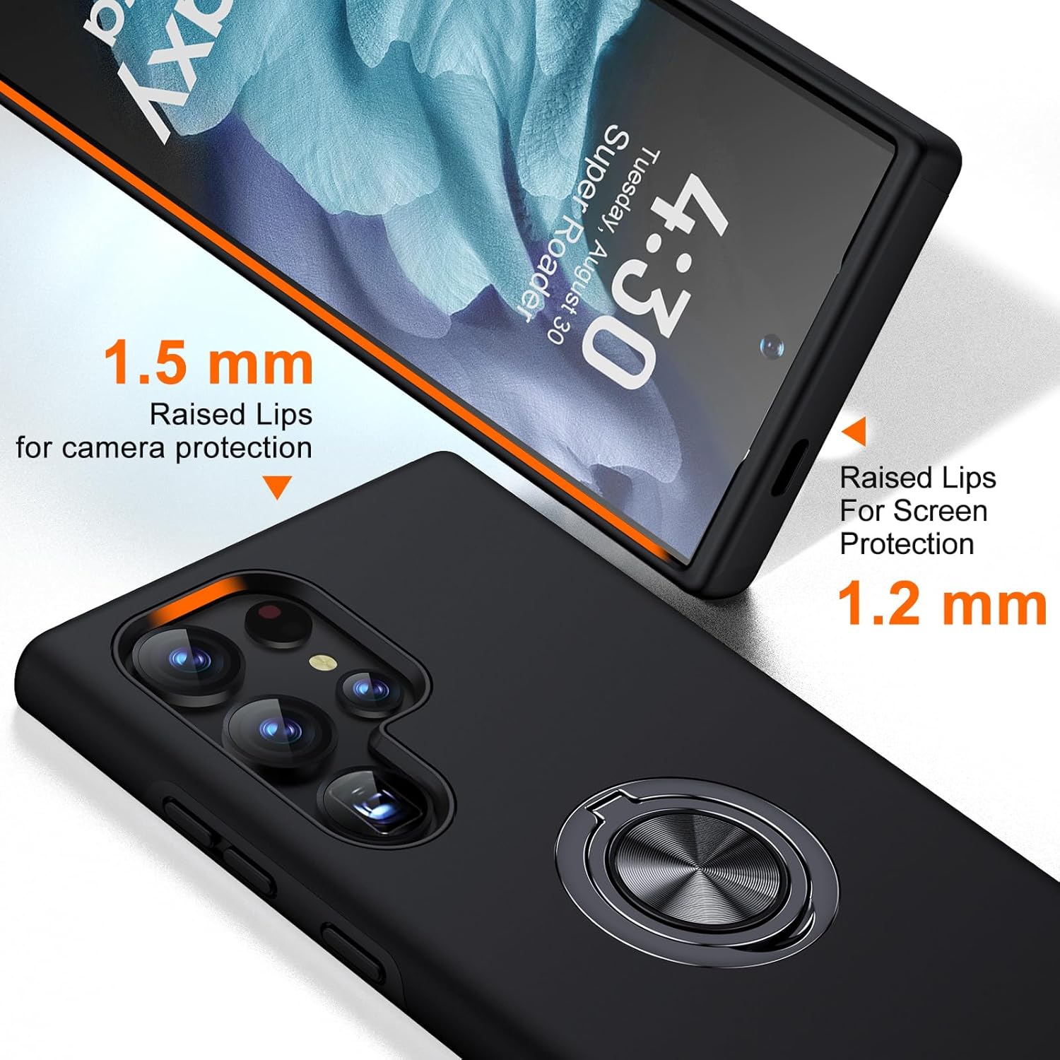 Husă de protecție TYBO, pentru Samsung Galaxy S26 Ultra, Hybrid Antisoc, inel rotativ 360, neagră