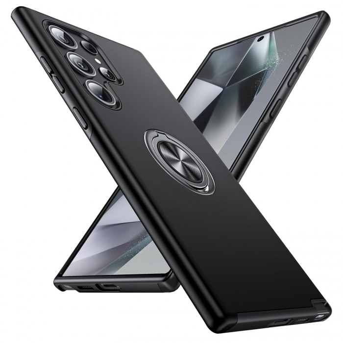 Husă de protecție TYBO, pentru Samsung Galaxy S26 Ultra, Hybrid Antisoc, inel rotativ 360, neagră