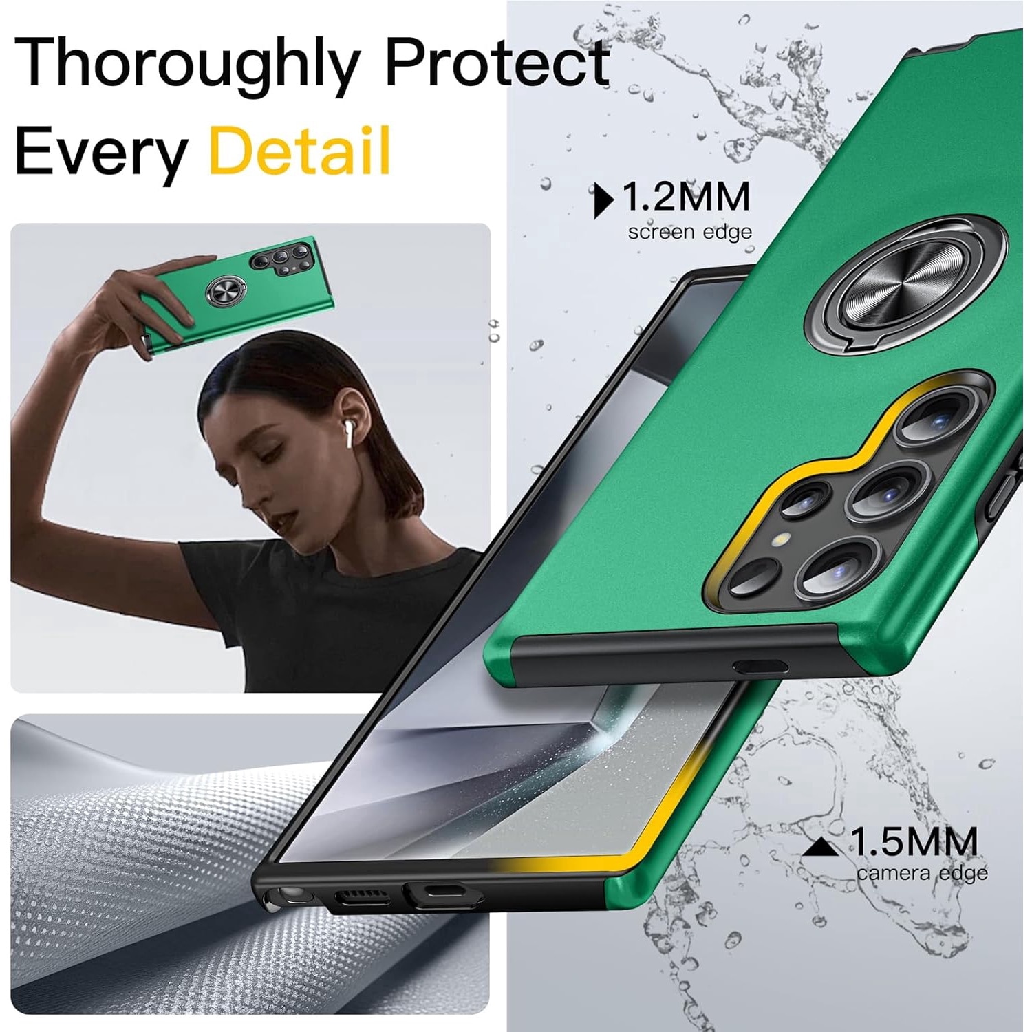 Husă de protecție TYBO, hybrid antisoc, inel rotativ 360, verde, compatibilă cu Samsung Galaxy S26 Ultra