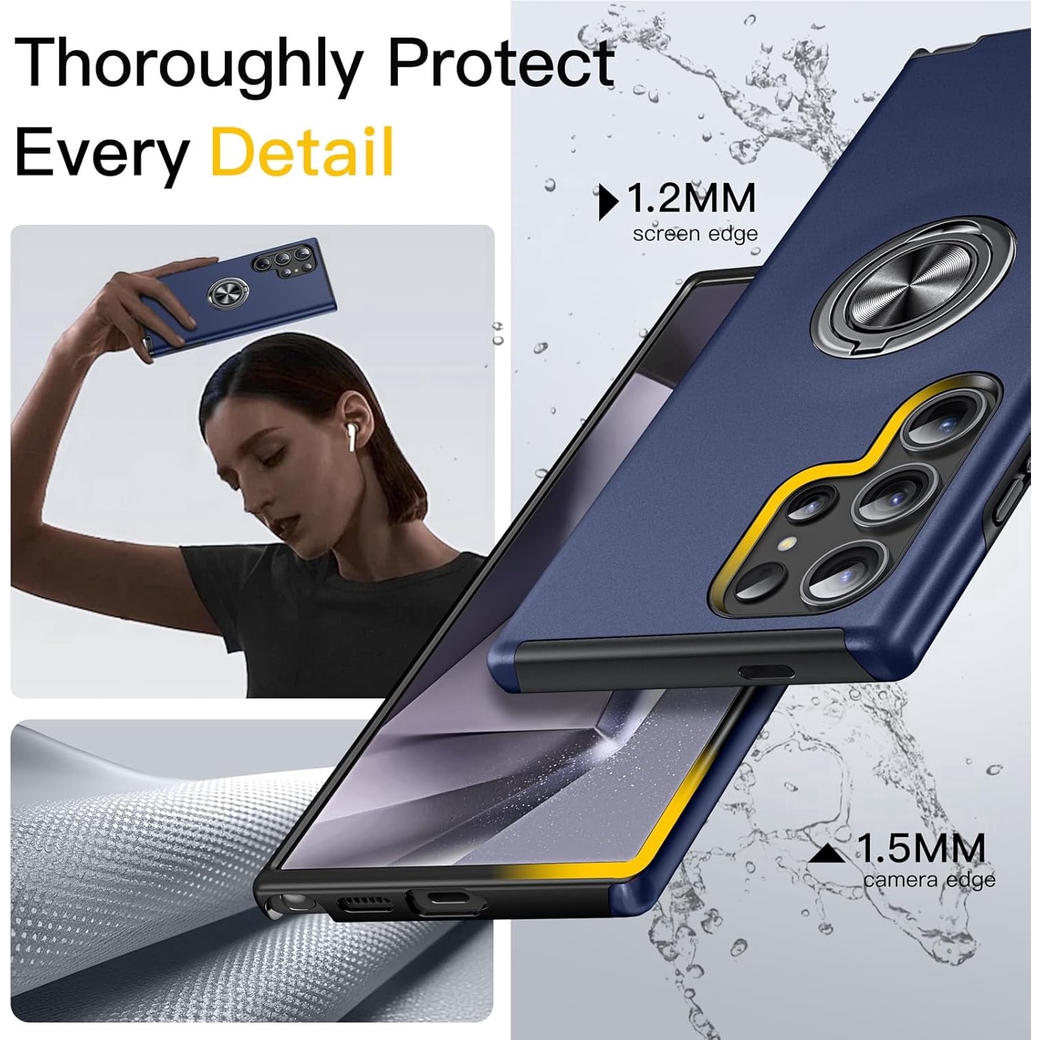 Husă de protecție TYBO pentru Samsung Galaxy S26 Ultra, Hybrid Antisoc, Inel rotativ 360, Albastră