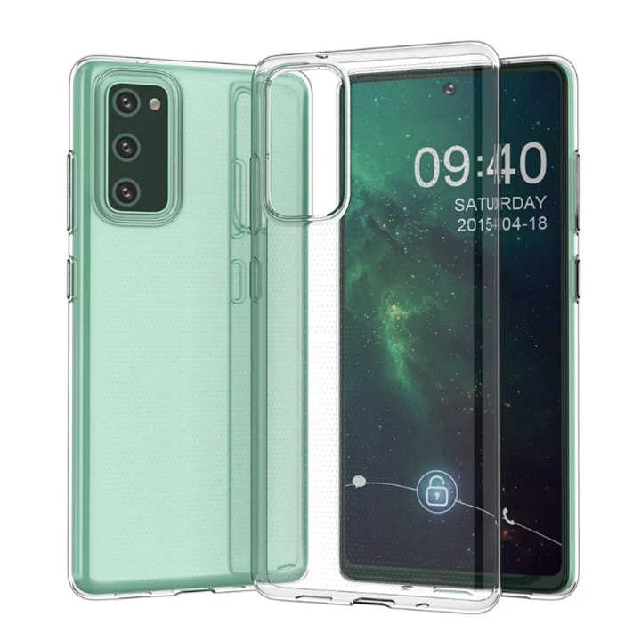 Mat-Tech védőtok Samsung Galaxy S20 FE / S20 Lite kompatibilis, ütésálló, 2 mm, precíz kivágások, ütésállóság, megemelt élek a képernyő védelméért, átlátszó