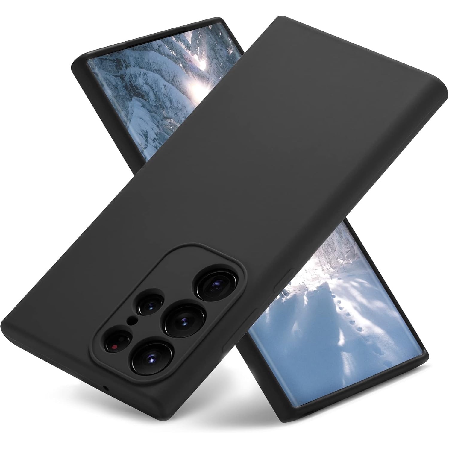 Husa telefon compatibila cu Samsung Galaxy S24 Ultra, Soft Silicone Premium, Anti-Soc, Protectie camera, Microfibra interior ( catifea ), Margini Ridicate pentru Protectia Ecranului, Negru