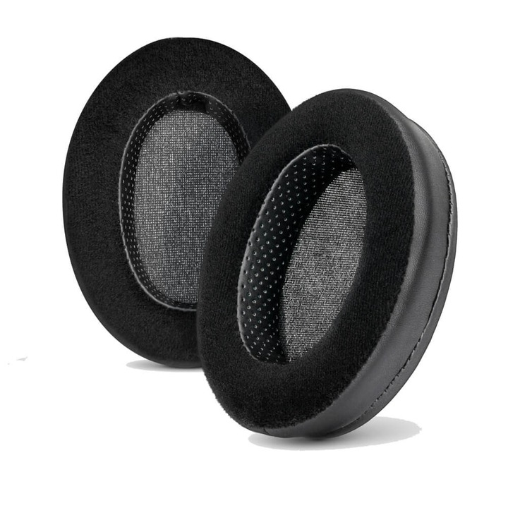 Комплект от 2 подложки за уши Edman за Brainwavz / Audio-Technica ATH M50X, M50XBT, M50, M40X, M30, M20, M10, ATH-MSR7, Over-Ear, Еко кожа и кадифе, черни