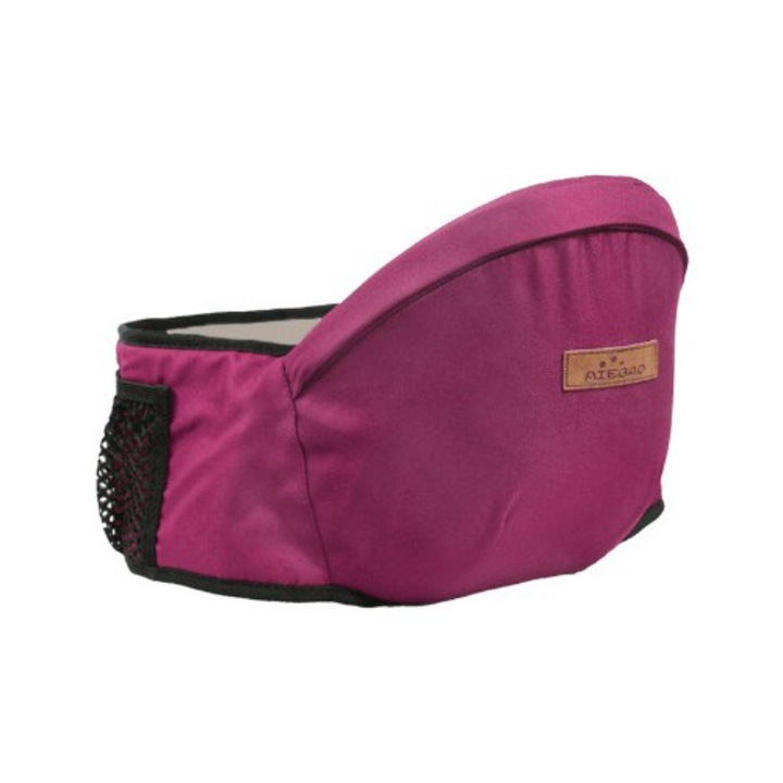 Port-Bebe Ergonomic Ajustabil cu Scaun, 3 Pozitii, Bumbac Respirabil, pentru Copii 0-3 Ani, 20 kg Maxim, 25 x 22 x 18 cm, Rosu