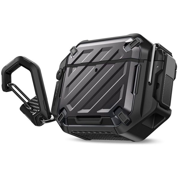 Husa pentru AirPods 4, Z75, Policarbonat, TPU, Incarcare wireless, Black