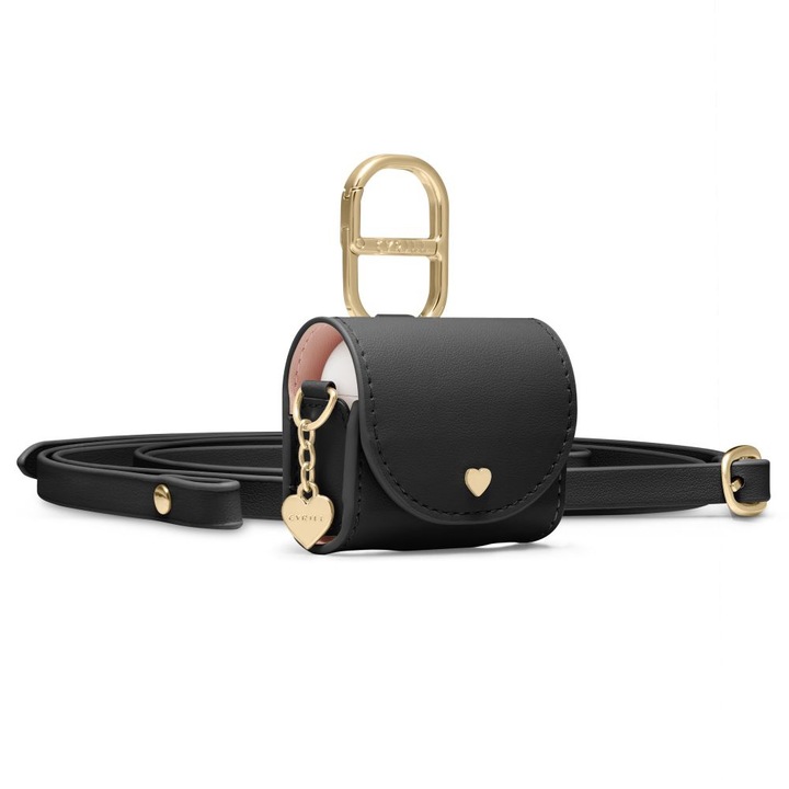 Husa pentru AirPods 4, Z92, Piele ecologica, Rezistent la socuri si zgarieturi, Black